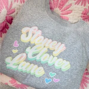 Stoney Clover Lane Pastel Graphic Gray Sweater